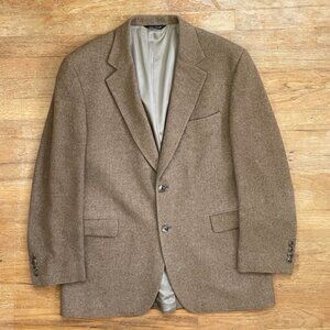 Vintage Mens Camel Hair Blazer Size 42R/43R 1990s Taupe Sport Coat Suit Jacket